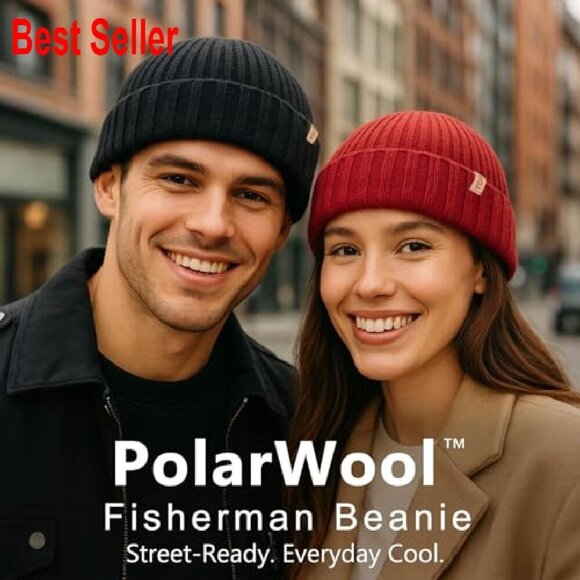 Merino Wool Fisherman Beanie Knit Skull Cap Cuffed Winter Hat Unisex main image 4